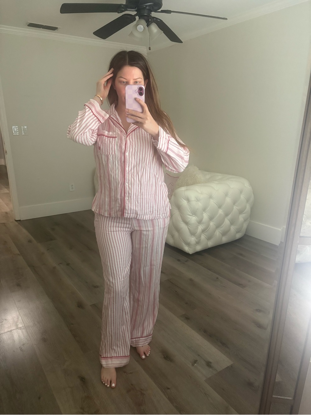 Victoria's Secret Pink and White Striped Cotton Pajama Set